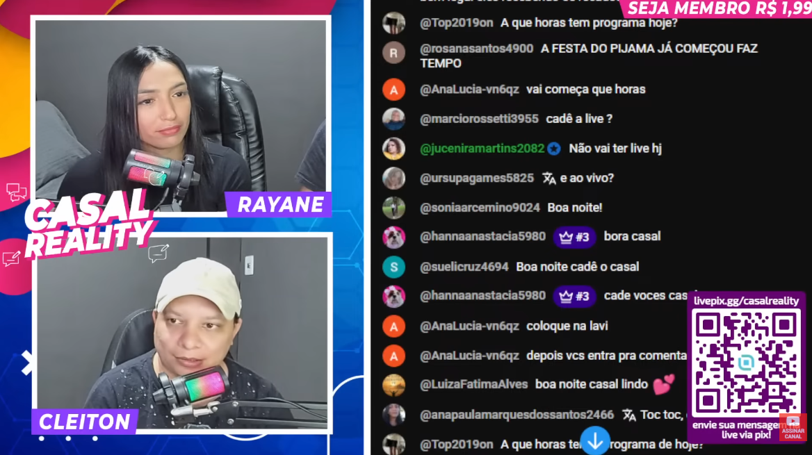 Cleiton e Rayane apresentando uma live do CASAL REALITY